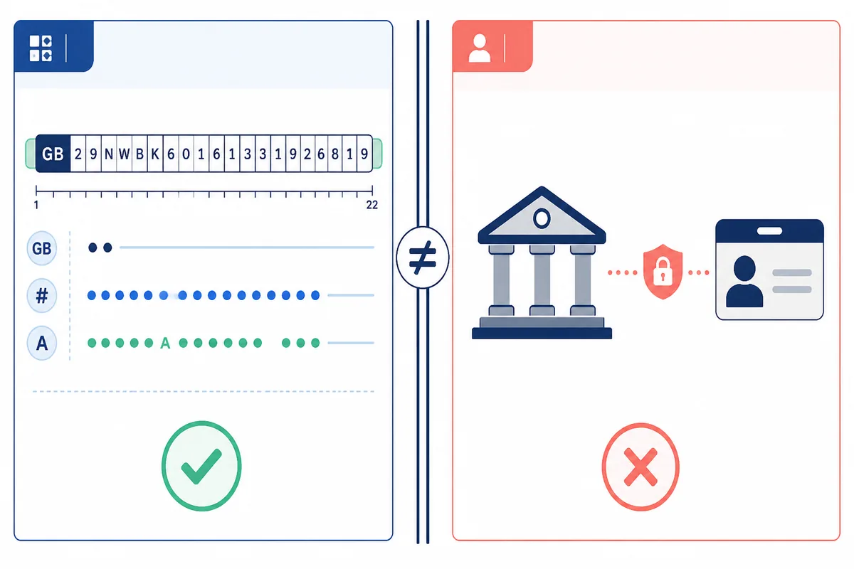 Vergleichsgrafik zwischen Format- und Prüfsummenprüfung und der Verifikation eines Kontoinhabers